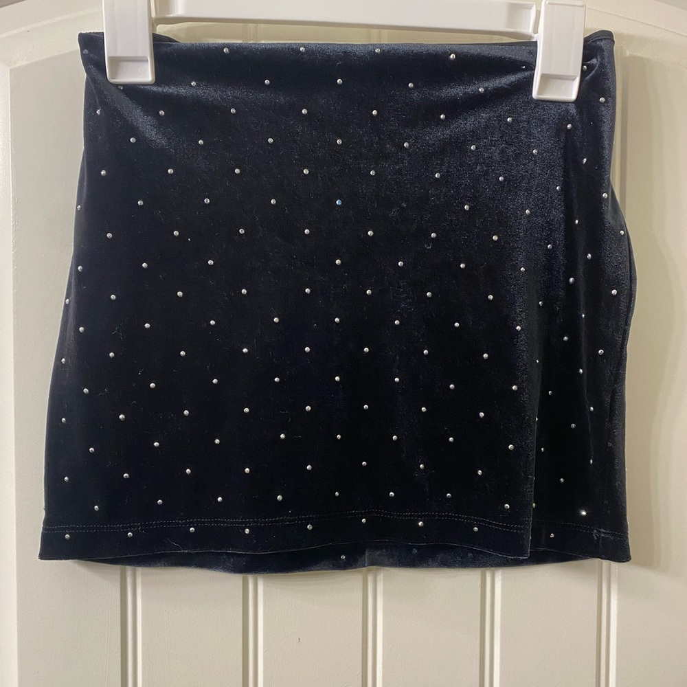 Black Mini Skirt with Rhinestone Details